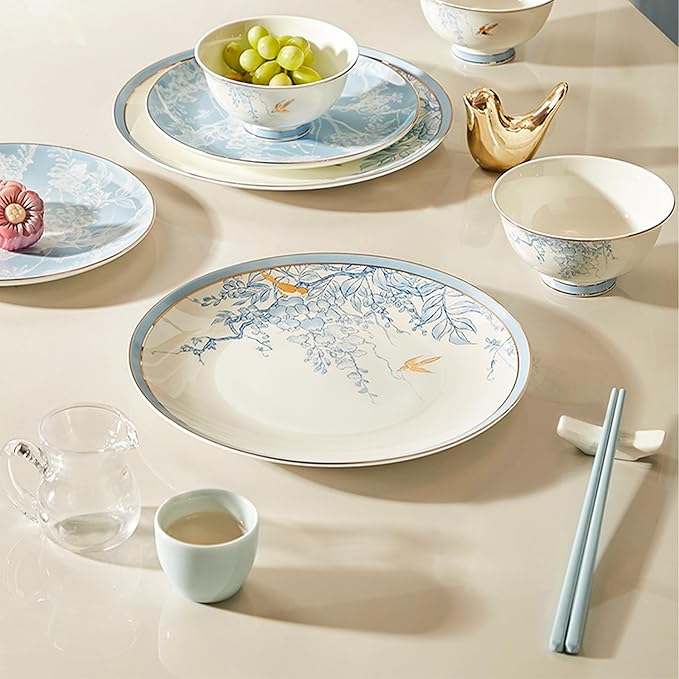 8 piece bone china dinnerware set dishes set for 2 elegant coffee cups and plates sets for party dinner christmas for mom and grandmother Modern minimalist design