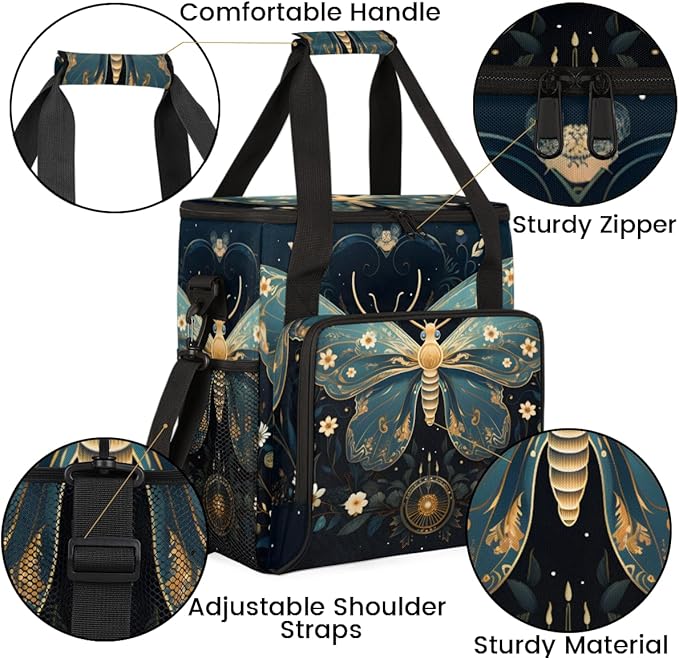Gothic Butterfly Coffee Maker Carrying Bag Cartoon Butterfly Travel Storage Bag Compatible with K-Mini or K-Mini Plus Single Serve Coffee Brewer Carrying Case with Multiple Pockets &amp Shoulder St