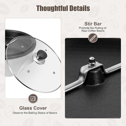 110V 800W Coffee Roaster Machine for Home Use White Electric Coffee Roaster Household Electric Coffee Bean Roaster with Lid Max Capacity 500g Household Coffee Bean Roasting Baking Machine