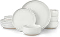 LIANYU Dinnerware Sets 12 Piece Plates and Bowls Set for 4 Ceramic Dishware Dishes Set Scratch Resistant Kitchen and Dining Stoneware Plates Microwave &amp Dishwasher Safe Snowy White