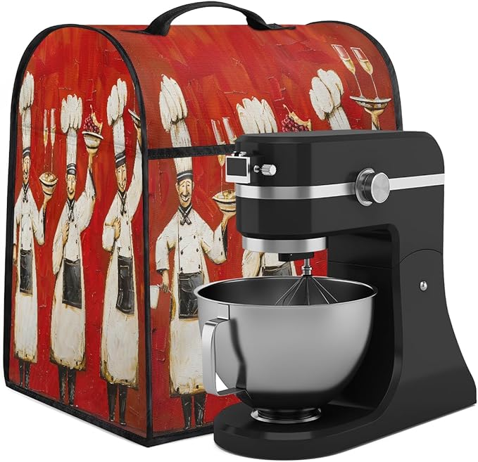 cfpolar Kitchen Aid Mixer Cover Compatible with 6-8 Quarts Chef Red Blackground Stand Mixer Cover Kitchen Aid Mixers Accessories Appliance Organizer