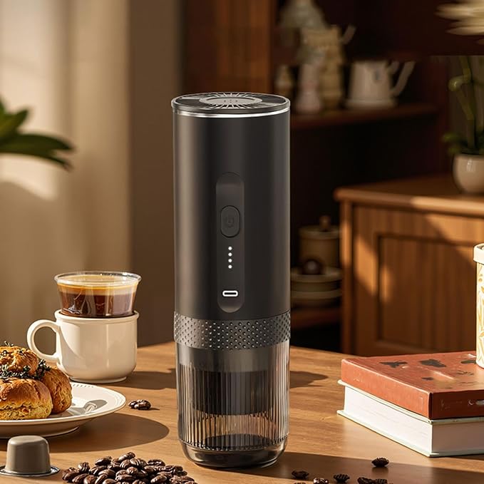 TOPINCN Portable Coffee Maker with 4 Minute Fast Heating Cordless Coffee Machine Wireless Coffee Brewer 100W Italian Pump Pressure for Travel Camping Car Outdoor