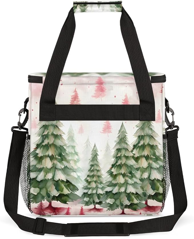 Xmas Christmas Tree Coffee Maker Carrying Bag Portable Travel Storage Tote Bag Compatible with K-Mini or K-Mini Plus Single Serve Coffee Brewer Carrying Case with Multiple Pockets &amp Shoulder Str