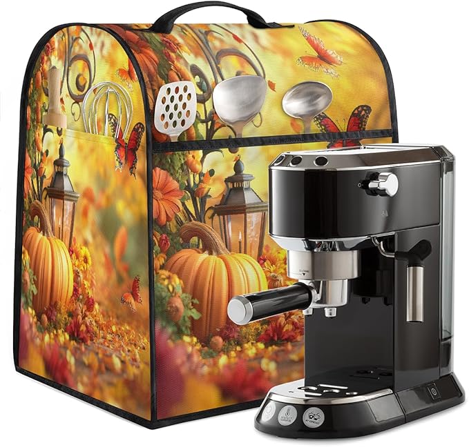 cfpolar Kitchen Aid Mixer Cover Compatible with 6-8 Quarts Pumpkin Butterfly Flower Stand Mixer Cover Kitchen Aid Mixers Accessories Appliance Organizer Bag Dust Covers with Zipper Pocket