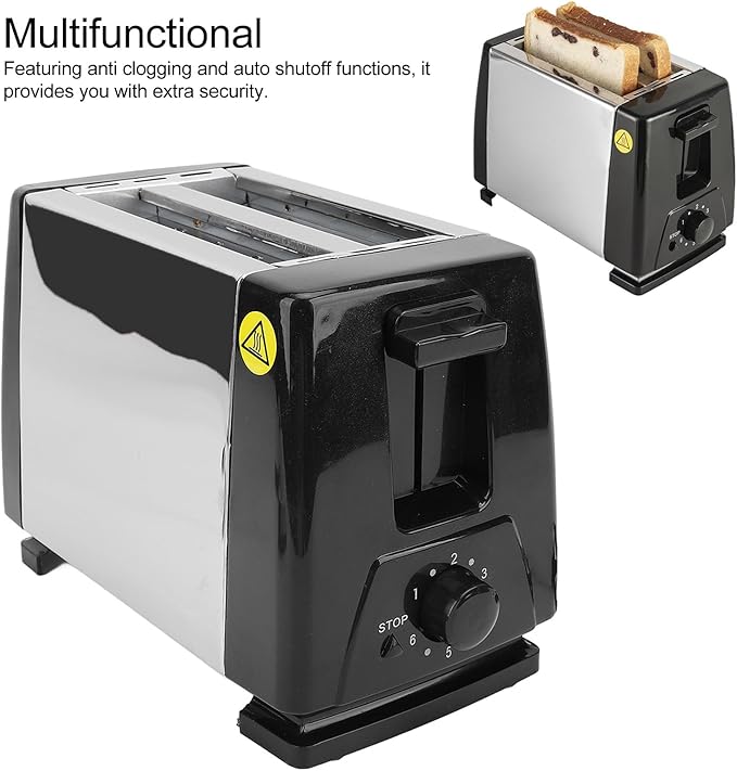 2 Toaster Long Slot Toaster Stainless Steel Bread Toaster Wide Slot Toaster with 6 Levels Timing for Bagels &amp Waffles Anti Clogging Auto Shutoff Reheat and Cancel Button