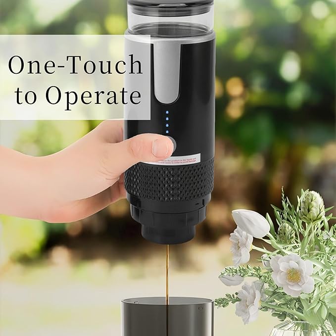 AUNMAS Portable Coffee Machine Travel Car Espresso Maker Handheld Coffee Maker Manually Operated for Camping Hiking Electric Espresso Machine Compatible for Capsules