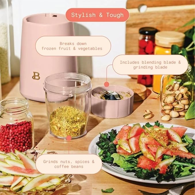 Personal Blender 240W with 12-Piece Set Portable Smoothie Maker with Travel Cups for Protein Shakes Juices and Smoothies (Rose)