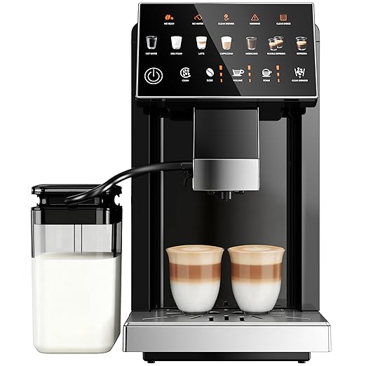 Automatic Espresso Machine 20 Bar Coffee Maker with Grinder Built in Milk Frother 15-Grind Settings Fully Automatic Espresso Machine with Touch Screen Auto Self-Cleaning for Cappuccino &amp Latte