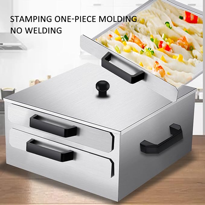Food-Grade Stainless Steel Rice Noodles Steamer - 2-Layer Rice Noodle Rolls Maker Cantonese Cuisine Roll Cooker with 3 Trays