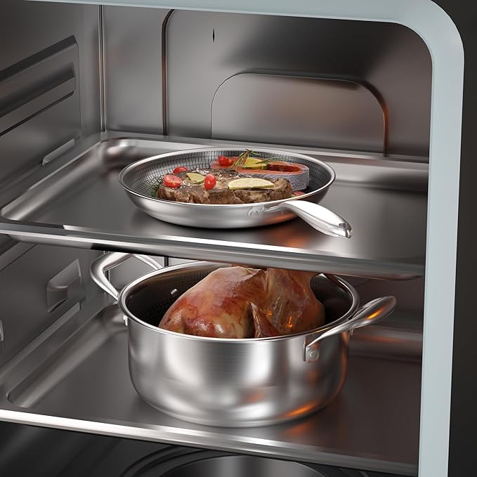 COOKER KING Stainless Steel 7PCS Cookware Set Pots and Pans Set Non Stick Frying Pans Saucepans &amp Stock Pot with Lid Non-Toxic Induction Oven Dishwasher Safe