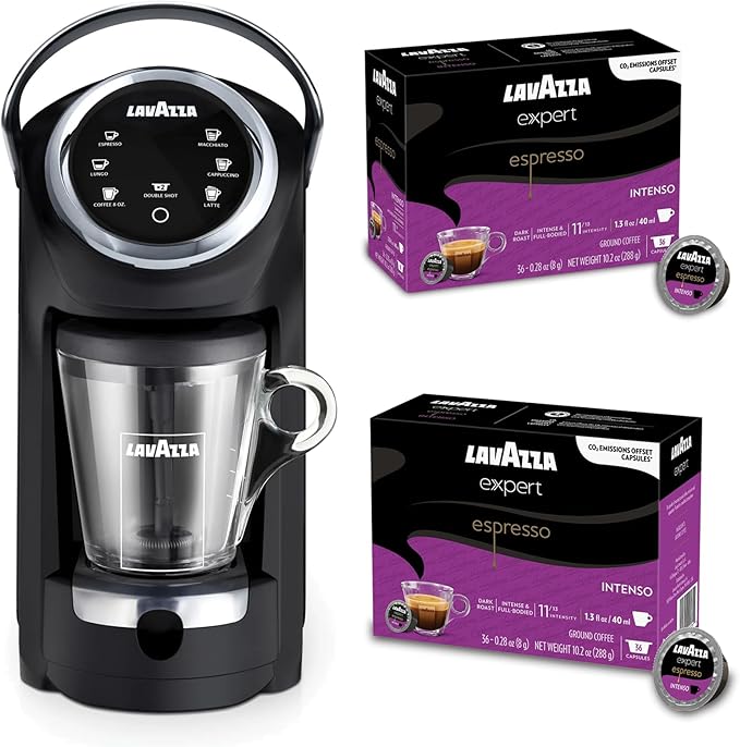 Lavazza Classy Plus Coffee Maker – 72 Count Intenso Espresso Capsules – Dual Brew Espresso &amp Lungo Machine Compatible Expert Capsules