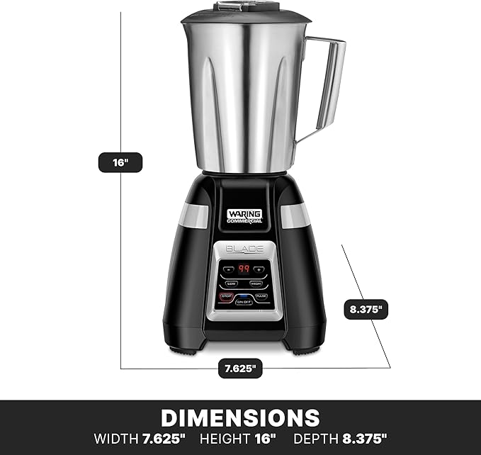 Waring Commercial BB340 Blade 1 HP Blender 2-Speed Key Pad with Pulse and 99 Second Countdown Timer  48 oz Stainless Steel Container 120V 5-15 Phase Plug