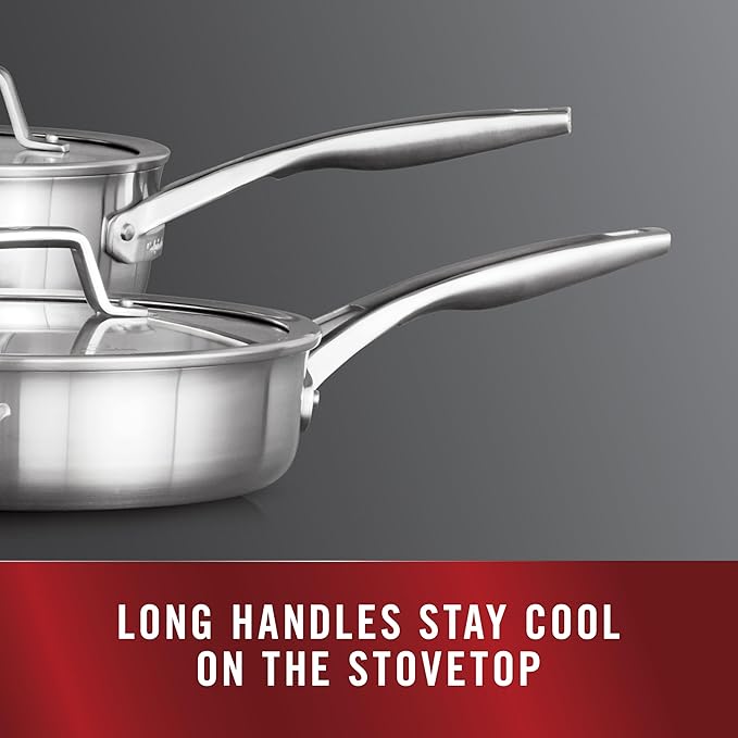 Calphalon Stainless Steel Kitchen Cookware 11-Piece Pots and Pans Set with Stay-Cool Handles Dishwasher &amp Oven Safe Silver