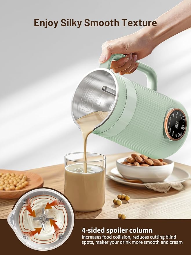 Nut Milk Maker Machine 35oz Homemade Soy Almond Oat Coconut Plant Based and Non Dairy Beverages 8 in 1 Automatic Soybean Machine With 12H Delay Start/Keep Warm/Boil Water