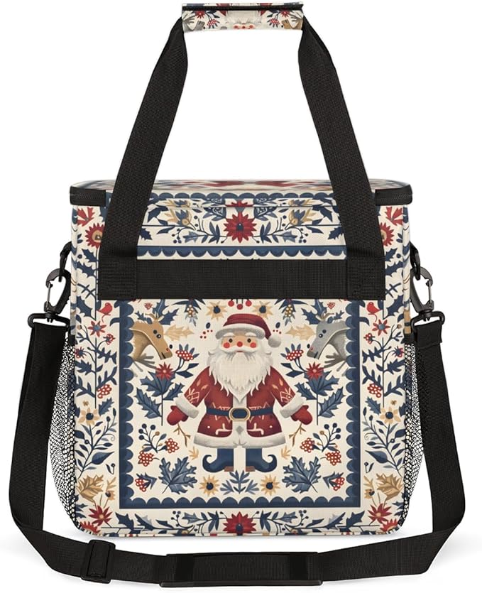 Cute Santa Claus Coffee Maker Carrying Bag Xmas Santa Claus Travel Storage Bag Compatible with K-Mini or K-Mini Plus Single Serve Coffee Brewer Carrying Case with Multiple Pockets &amp Shoulder Str