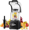 Huanyu Commercial Blender 2L 68OZ 2200W Quiet Professional Blenders with Sound Enclosure for Smoothies with Self-Cleaning Function Black