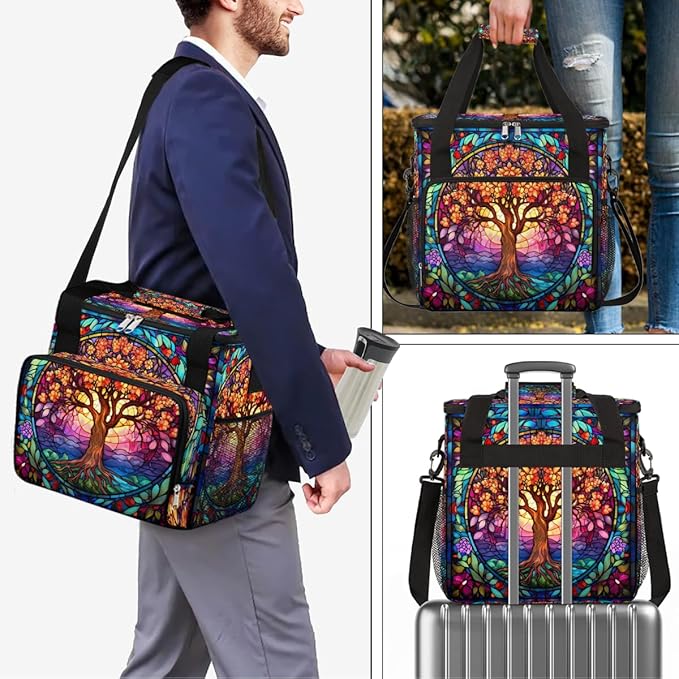 Tree Of Life Ethnic Painting Coffee Maker Carrying Bag Coffee Machine Travel Storage Bag Compatible with K-Mini or K-Mini Plus Portable Single Serve Coffees Brewer Case with Pockets for K-Cup Pods