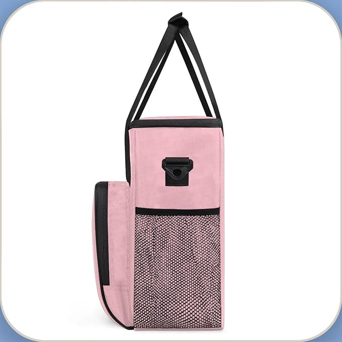 Light Pink Coffee Maker Carrying Bag Waterproof Insulated Leakproof Cooler Bag Portable Storage Tote Bag Organizer With Shoulder Strap