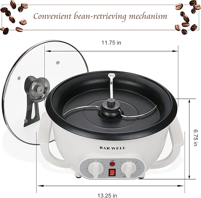 Improved Coffee Roasters for Home Use 110V Household Coffee Roaster Machine with Timer Large Batch Coffee Bean Roaster for Beginner Nut Peanut Chestnuts
