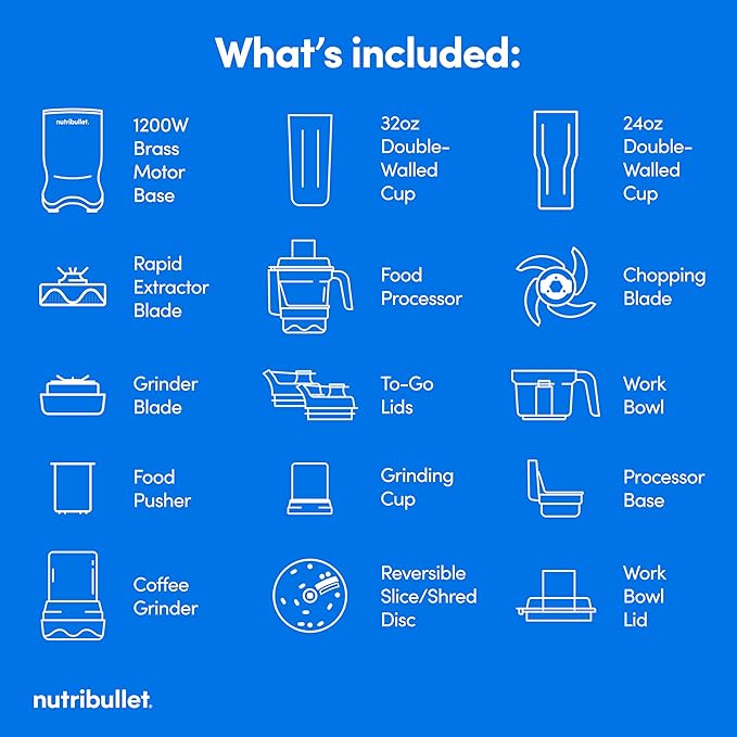 nutribullet® Ultra Plus+ 3-1 Compact Kitchen System 1200W Kitchen System with Blender Food Processor and Coffee and Spice Grinder 32oz and 24oz Blending Cups 2-Cup Food Processor Brass