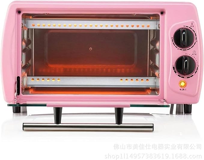 Electric Oven Mini 12L Oven Adjustable Tat Independent Temperature Control in The Upper and Lower Tubes Pink