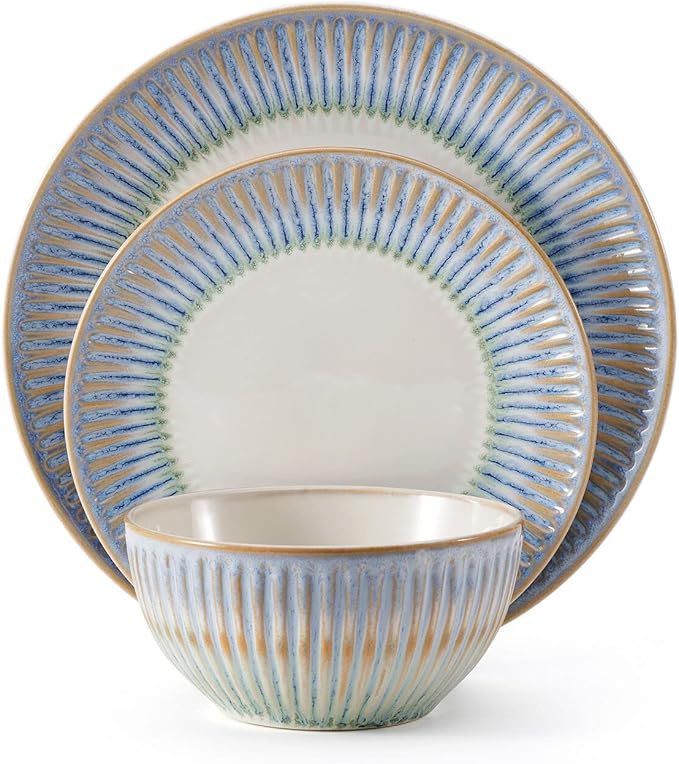 Pfaltzgraff Hensley Blue 12 Piece Dinnerware Set Service For 4