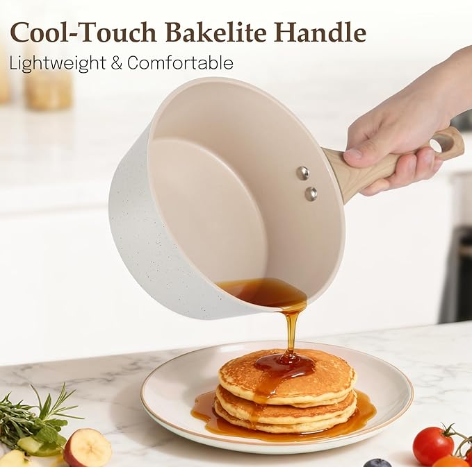 Pots and Pans Set Non Stick Non-Toxic Ceramic Cookware Set 11pcs Induction Cookware Kitchen Cooking Set with Frying Pans Saucepan Stock Pot PFOA Free &amp PFOS Free Cream Color
