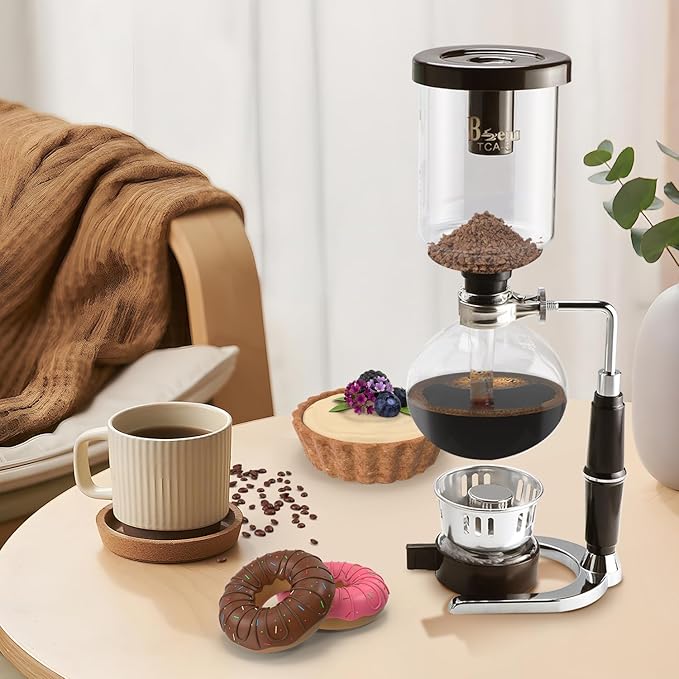 Amarine 5-Cup Tabletop Siphon Coffee Maker 16 Ounce Clear with Alcohol Burner (TCA-5)