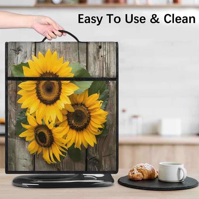 cfpolar Kitchen Aid Mixer Cover Compatible with 6-8 Quarts Floral Yellow Sunflower Stand Mixer Cover Kitchen Aid Mixers Accessories Appliance Organizer Bag Dust Covers with Zipper Pocket