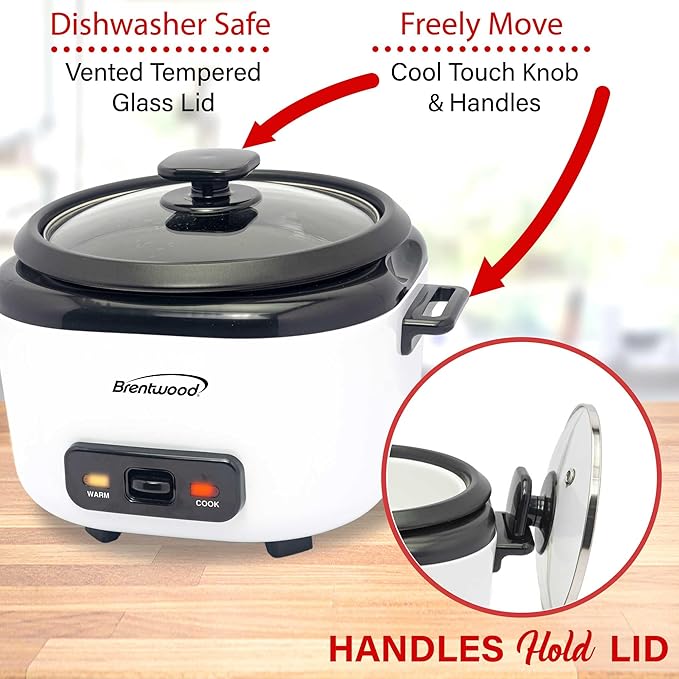 Brentwood 7-Function Smart Rice Multi-Cooker – Food Steamer Slow Cooker Sauté Keep Warm and 15hr Delay Timer Stainless Steel (White 10 Cups Cooked / 5 Cups Uncooked)