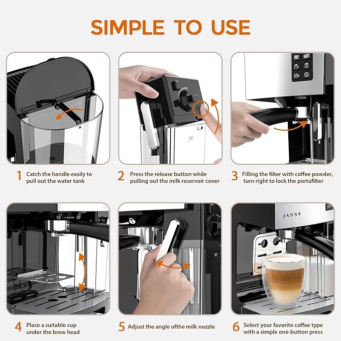 Espresso Coffee Machine Cappuccino Maker with 19 BAR Pump &amp Built in Powerful Milk Frother &amp SteamerOne-Touch Brewing for Cappuccino/Latte/MokkaSingle/Double Cups Function for Espresso with