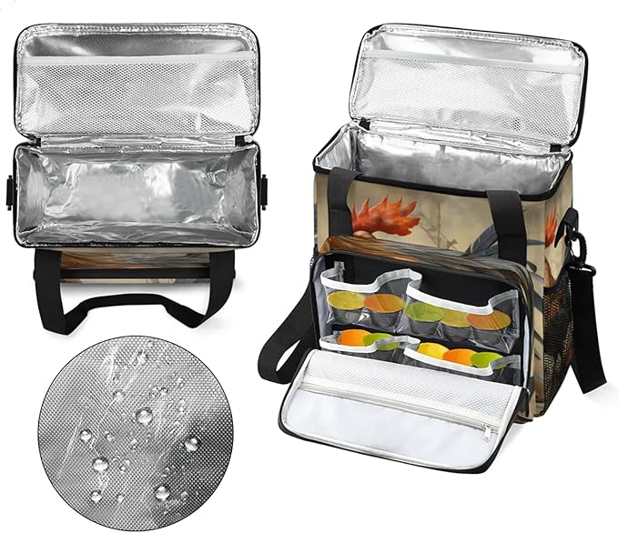 Rustic Chicken Coffee Maker Travel Bag for Keurig K-Mini/K-Mini Plus Insulated Waterproof Tote with Pockets for K-Cup Portable Single-Serve Brewer Case