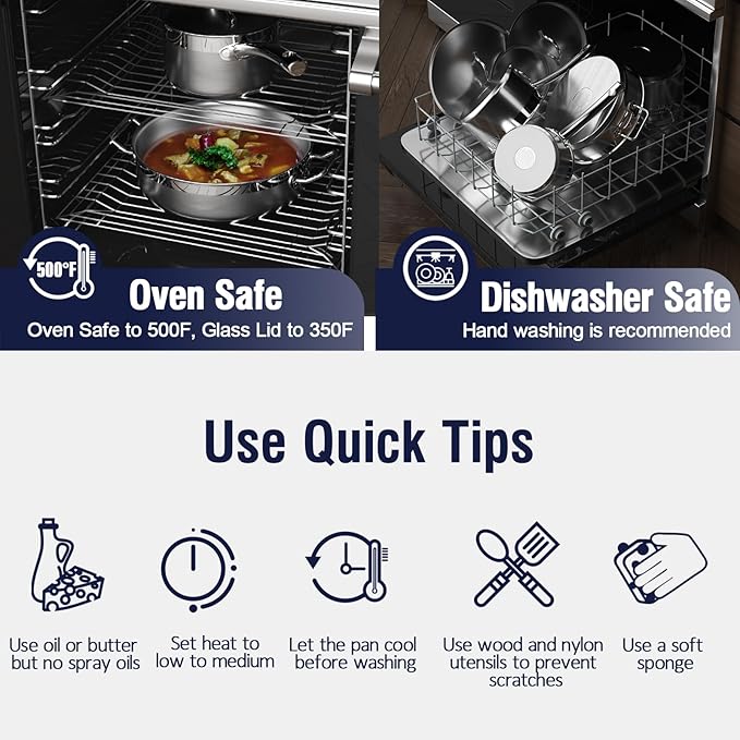 Cooks Standard Professional Stainless Steel Cookware Set 8PC 8 PC Silver &amp 8-Quart Classic Stainless Steel Stockpot with Lid 8-QT Silver