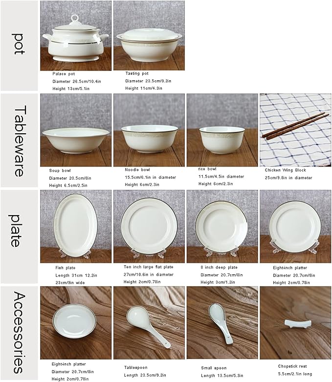 Elegant Dinnerware Set Dinner Plates Bowls Set Ceramic Tableware Set 70-Piece Creative New Chinese Ceramic Tableware Set 10-Person Tableware
