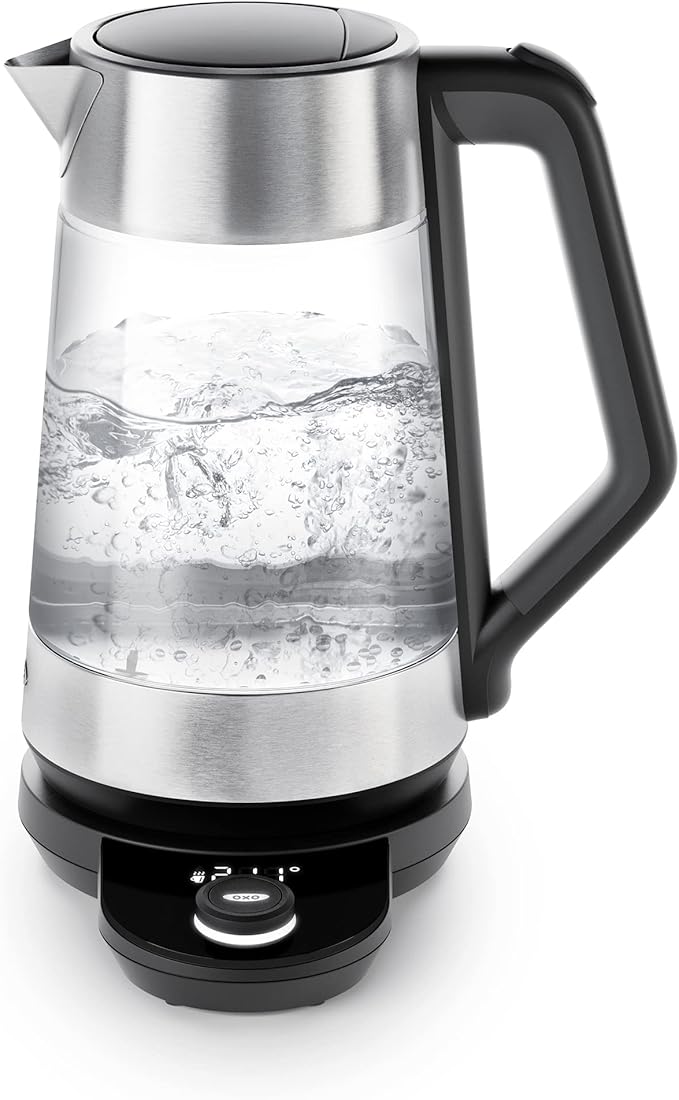 OXO Brew Adjustable Temperature Kettle Electric Clear &amp Brew Stainless Steel French Press Coffee Maker – 32oz
