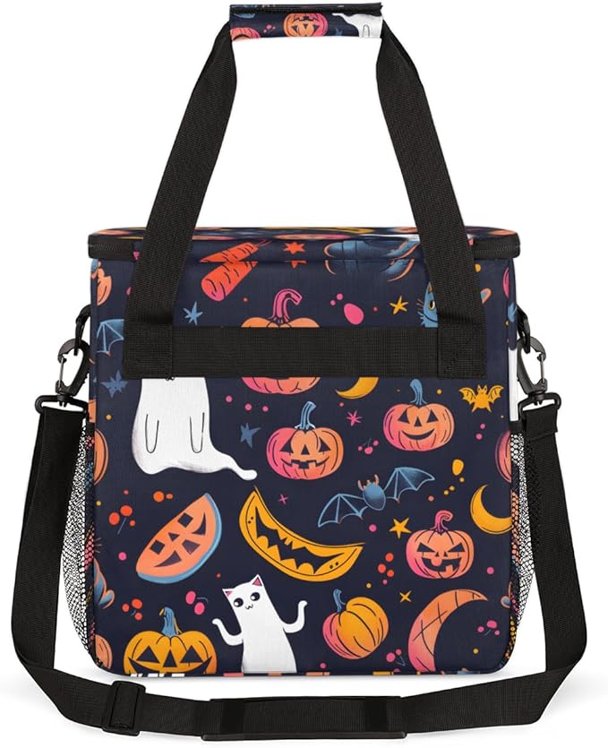 Gothic Pumpkin Coffee Maker Carrying Bag Cute Pumpkin Travel Storage Bag Compatible with K-Mini or K-Mini Plus Single Serve Coffee Brewer Carrying Case with Multiple Pockets &amp Shoulder Strap