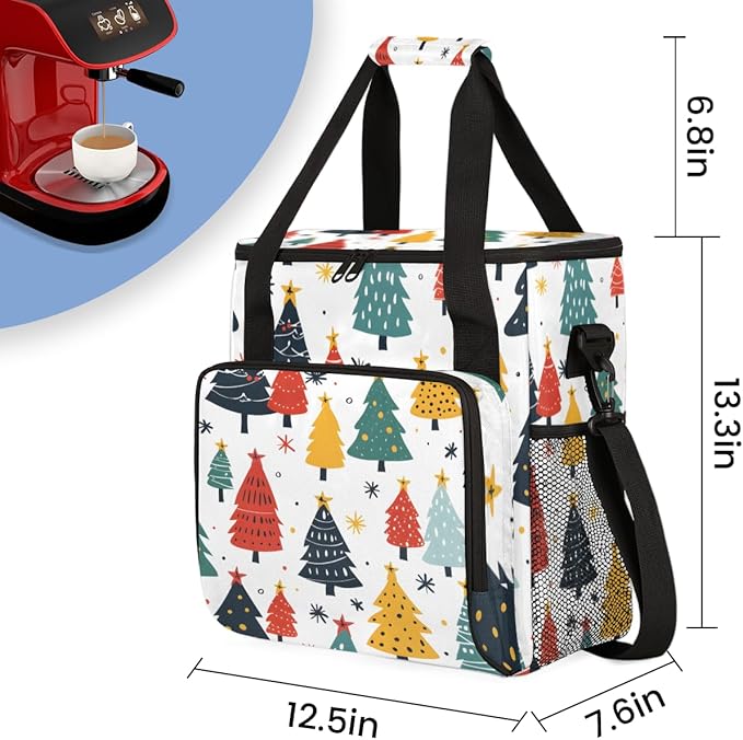 Mystical Tree Christmas Coffee Maker Carrying Bag Travel Storage Bag Compatible with K-Mini or K-Mini Plus Single Serve Coffee Brewer Carrying Case with Multiple Pockets &amp Shoulder Strap