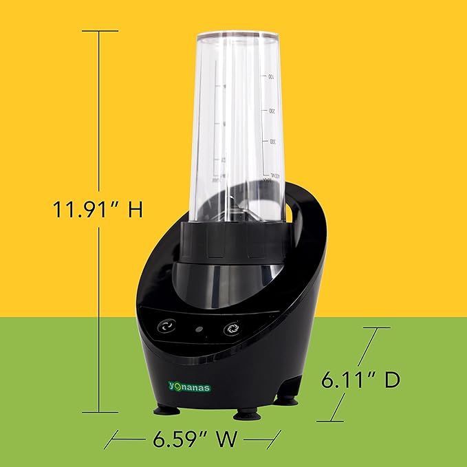 Yonanas Personal Blender with 13.5-Ounce Portable Cup and Drinking Lid for Shakes and Smoothies BPA Free 300-Watts Black