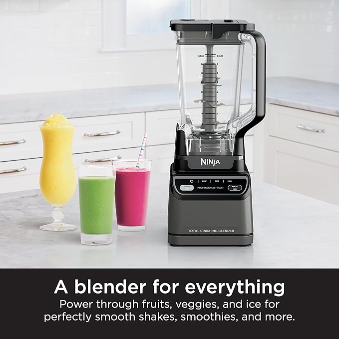Ninja Professional Blender | Smoothie Blender Drink Mixer Grinder Ice Crusher | Total Crushing™ Technology Auto-iQ™ Smart Presets Professional 1200W Power XL 72oz Pitcher | Dark Grey | BR201AMZ