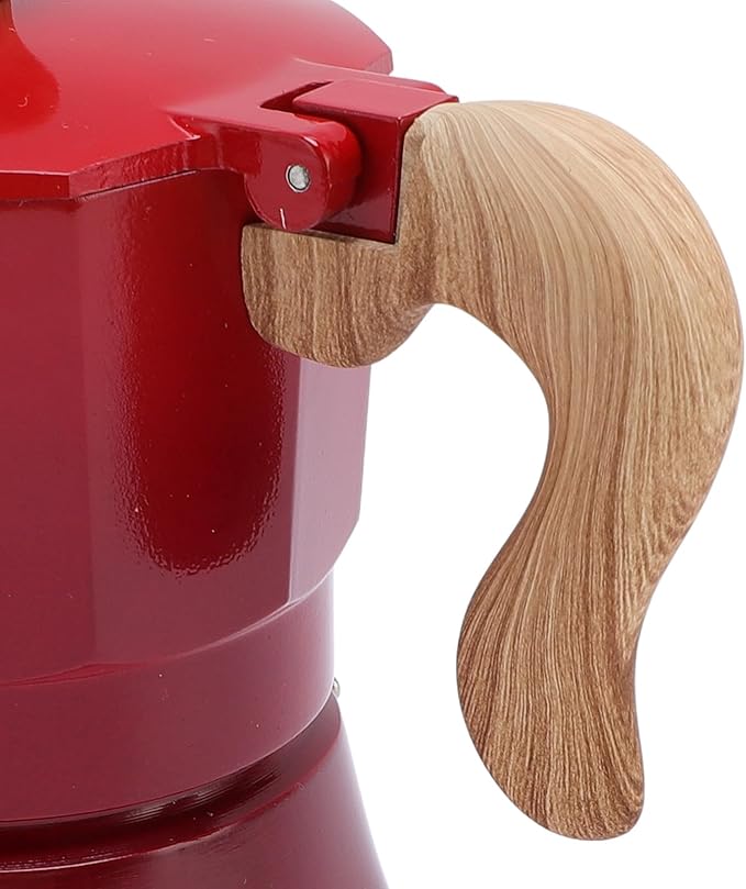 JTLB Italian Coffee Maker 150ml Single Valve Coffee Pot with Coffee Distributor Spoon Paper Filter 3 Cups (Gradient Red)