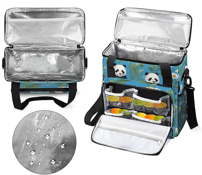 Panda Coffee Maker Carrying Bag Chrysanthemum Portable Travel Storage Tote Bag Compatible with K-Mini or K-Mini Plus Single Serve Coffee Brewer Carrying Case with Multiple Pockets &amp Shoulder Str