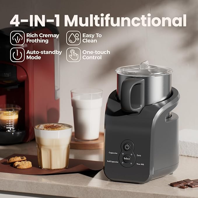Espresso Machine &amp Electric Milk Frother Steamer Coffee Maker for Latte &amp Cappuccino 1450W Semi-Automatic Coffee Machine with 34oz Removable Water Tank Stainless Steel