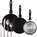 Well Home 3-Piece Set Diameter 16 x 20 x 24 cm Pressed Aluminium Metallic Grey + 16-Piece Stainless Steel Cutlery Set