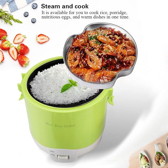 24V Car Rice Cooker 1.6L Portable Multifunctional Electric Rice Cooker and Steamer for Cars Use Travel Steamer for RV Truck Camp Trip(Green)