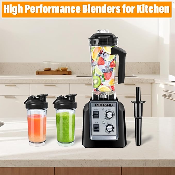 Professional Blender for Smoothies Powerful 1400W Smoothie Blender 68oz Large Capacity with 2 To-Go Cups 6 Stainless Steel Blades Kitchen Blenders for Smoothies Ice Crushing &amp Frozen Fruit