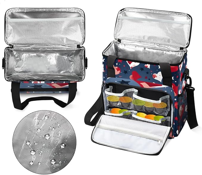 Glowing Patriotism 4th of July Coffee Maker Carrying Bag Travel Storage Bag Compatible with K-Mini or K-Mini Plus Single Serve Coffee Brewer Carrying Case with Multiple Pockets &amp Shoulder Strap