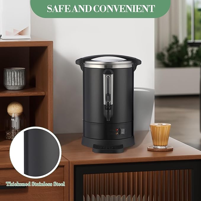80 Cups Coffee Urn&ampHot Beverage Dispenser 12L/3.2 Gal Double Wall Commerical Coffee Maker Large Capacity Hot Coffee Dispenser for Buffet Catering Wedding Gathering Stainless Steel Hot Water Urn