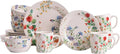 Bico Summer Provence Ceramic 16 pcs Dinnerware Set Service for 4 Inclusive of 11 inch Dinner Plates 8.75 inch Salad Plates 26oz Cereal Bowls and Mugs for Party Microwave &amp Dishwasher Safe