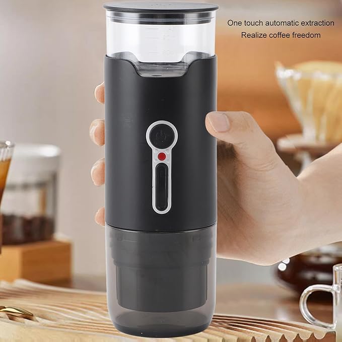 Rechargeable Mini Coffee Machine Portable Electric USB 15 Bar Pressure Coffee Maker Wireless Brewer for Home Office &amp Travel Black (#1)