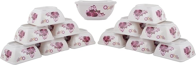 Maharaja Royal Melamine Unbreakable Microwave Safe Dinner Set (White and Purple) -40 Pieces Service for 6